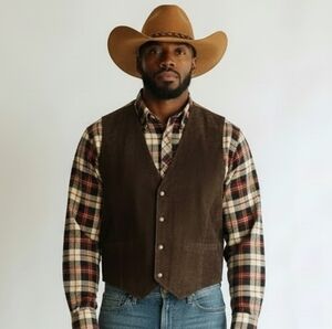 Vintage Sélection Leathers Brown Suede Western Leather Vest Mens Size Medium